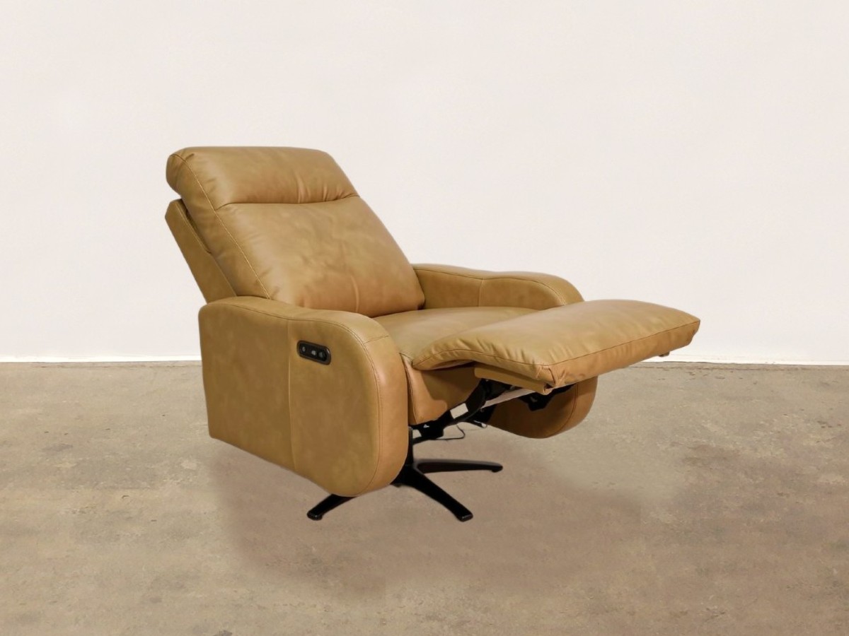Lando Leather Swivel Power Recliner - Barrel Tan - Image 4