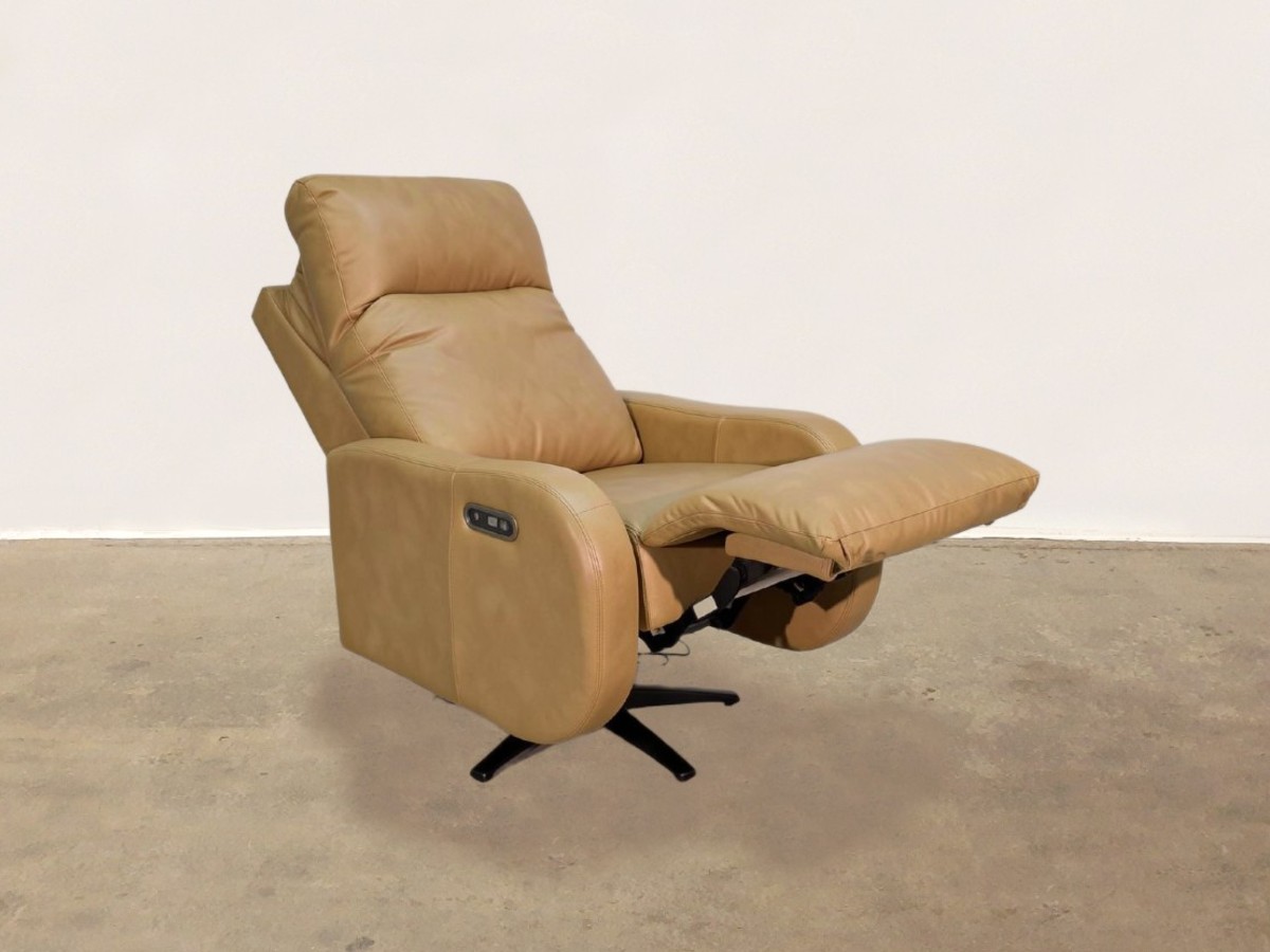 Lando Leather Swivel Power Recliner - Barrel Tan - Image 5
