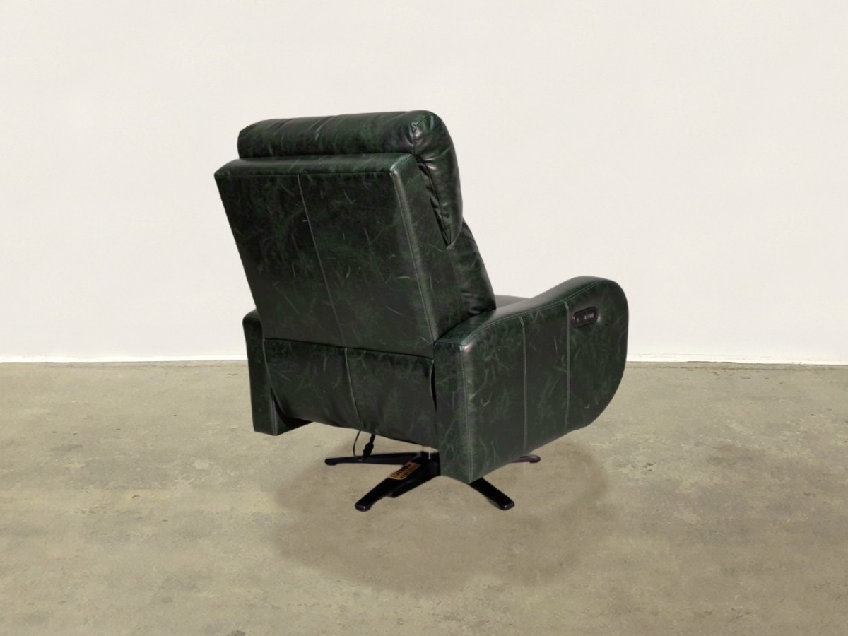 Lando Leather Swivel Power Recliner - Genius Green - Image 6