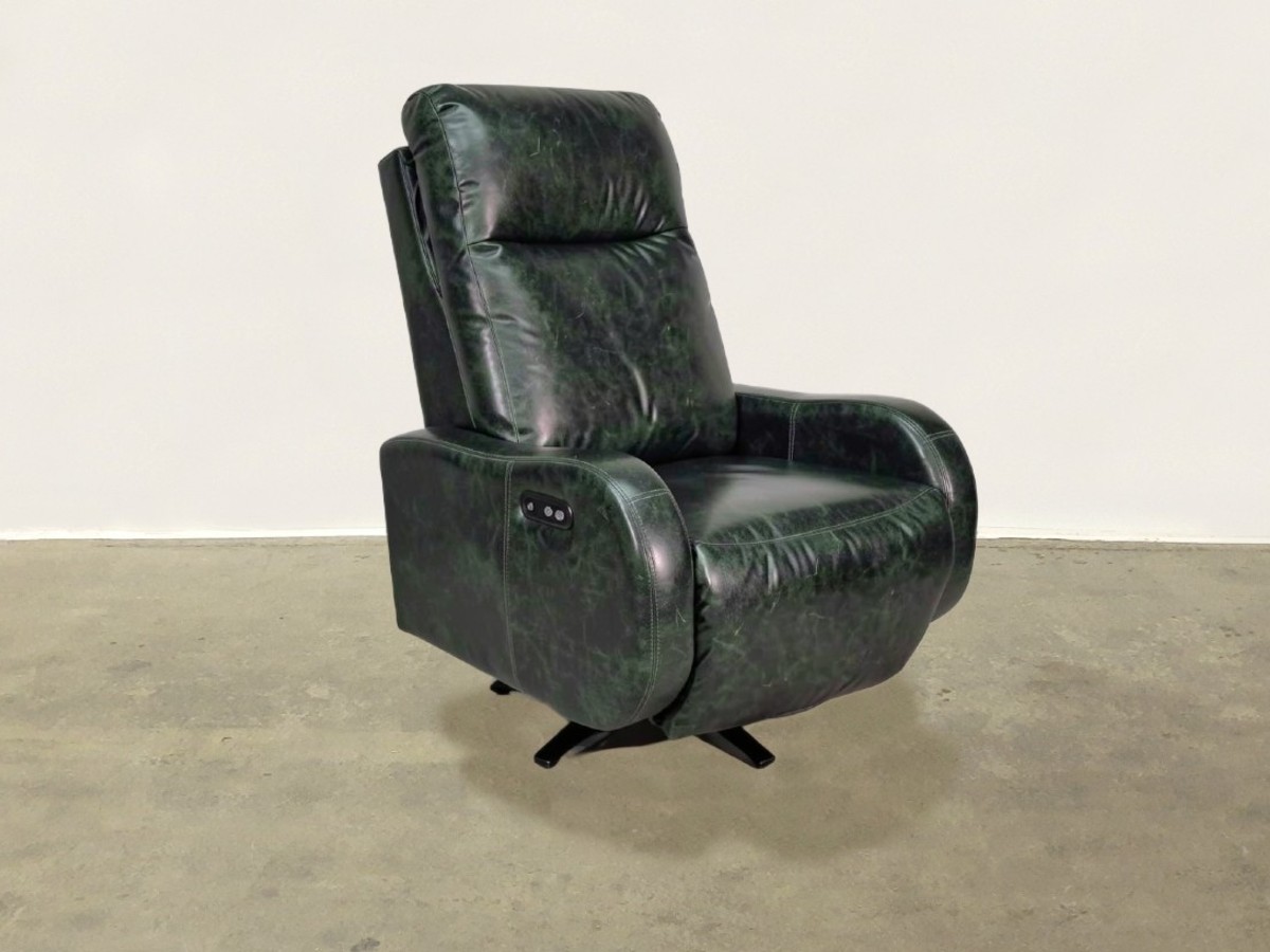 Lando Leather Swivel Power Recliner - Genius Green - Image 2
