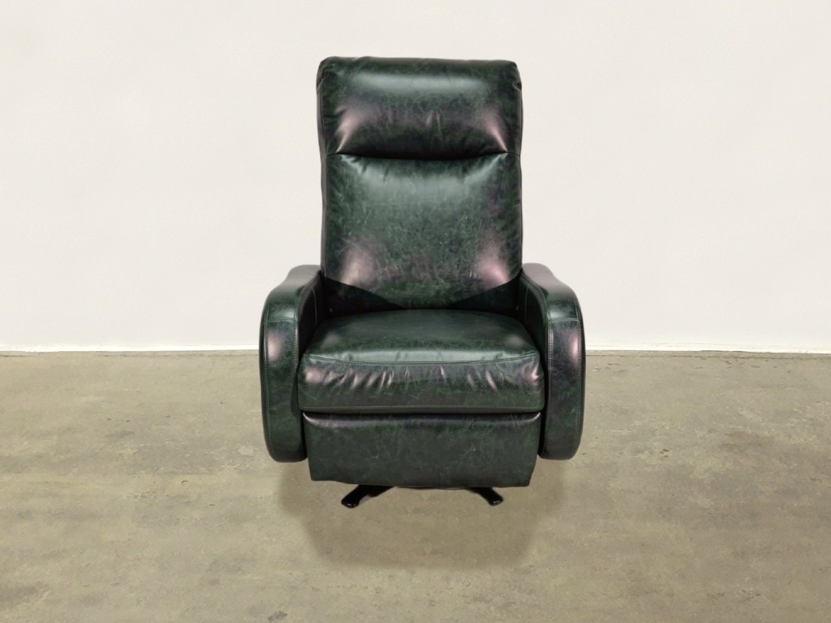 Lando Leather Swivel Power Recliner - Genius Green